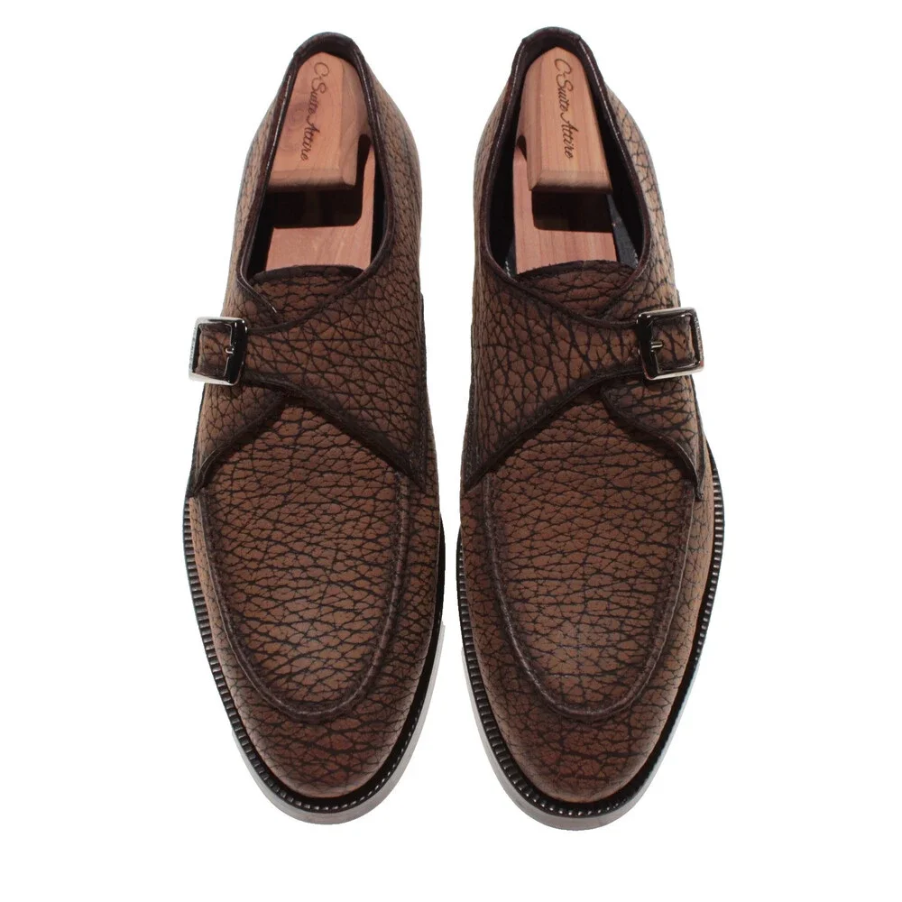 Di Bianco NWB Single Monk Strap Dress Shoes Size 9 US in Brown Leather